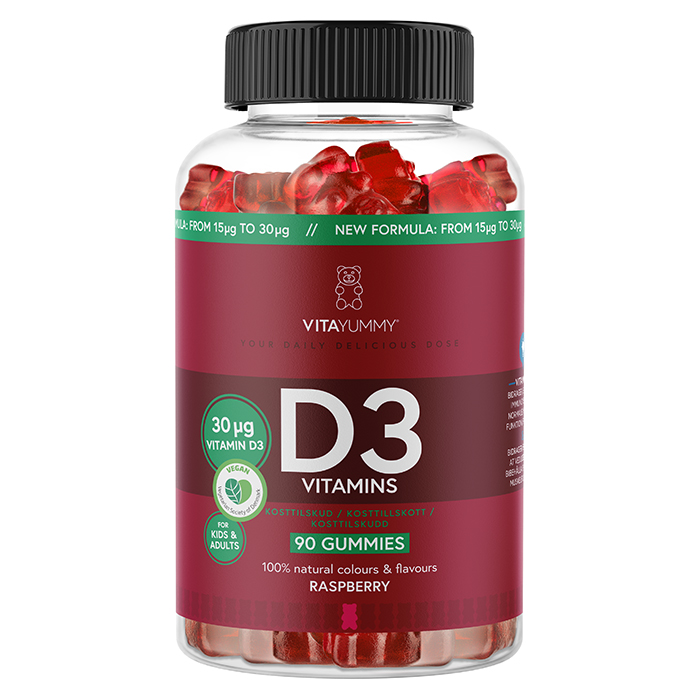 D3 Vitamins Bringebær 90 stk Gummies