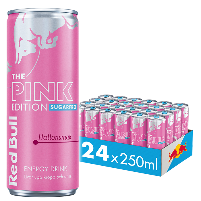 24 x Red Bull Energidryck, 250 ml, Sockerfri pink Edition